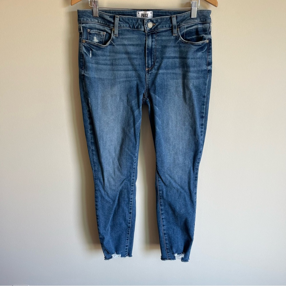 Paige Women's Verdugo Ankle Denim Jean Raw Hem w/ Distressing Size 32 92% Cotton